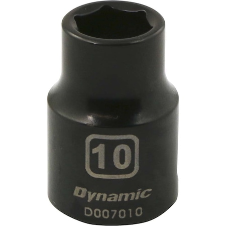 Dynamic 3/8" Drive Standard Socket, Black Phosphate, Tools 3/8" Drive 6 Point Metric, 10mm Standard Length D007010